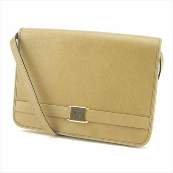 Authentic Dior Shoulder bag Beige Gold Leather x Canvas Woman - Picture 1 of 8